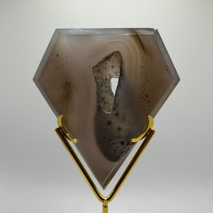 Beautiful Druzy Diamond Shaped Agate With Gold Stand (Very Sparkly Colorful Agate Pieces! Lots Of Crystals And Unique Patterns)