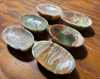 Beautiful Banded Onyx Soapdishes! Crystal Dish!