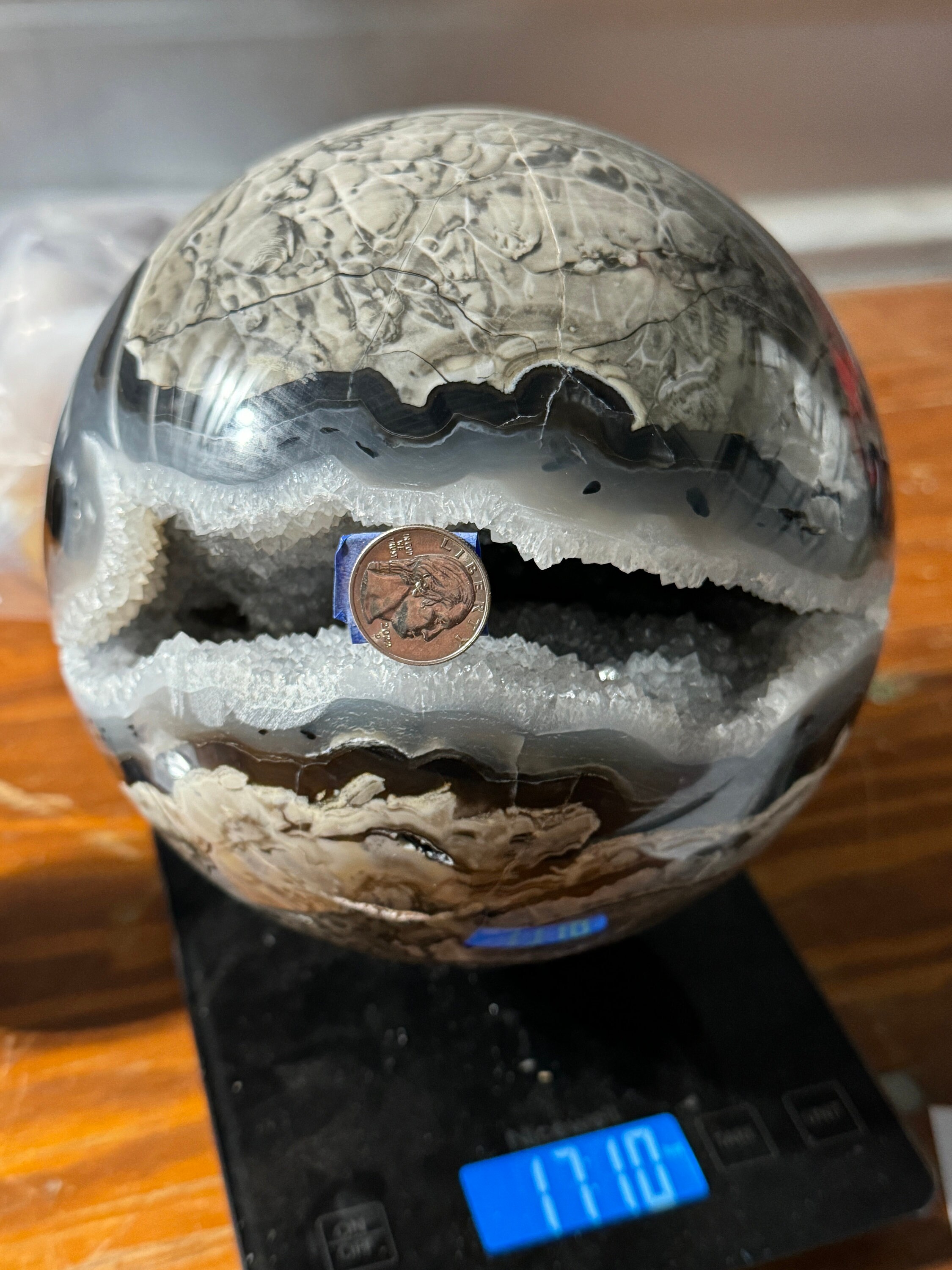 17.6LB or 8KG Volcano Agate Sphere! Massive 7”+! Glows Under UV