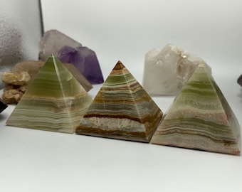 Beautiful Banded Onyx Pyramids 2” Many Unique Patterns & Color Variations Desk Home Crystal Decor Healing Stone
