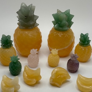 Carved Crystal Pineapples & Bananas (Many Colors!) Calcite With Green Aventurine, Fluorite, Quartz