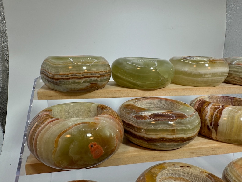 Select “We pick random” 2x Styles Banded Onyx Tealight Candle Or Sphere Holders! Vivid Colors and Bands! Unique Home Decor Gift Present Office Desk Decoration