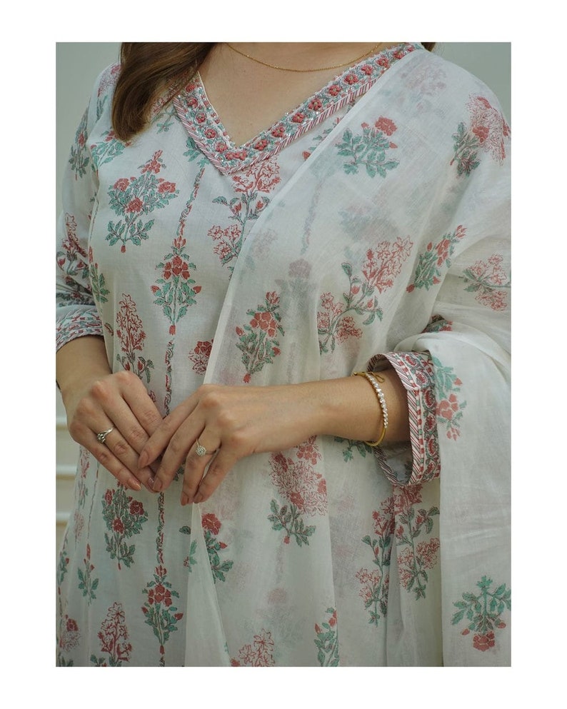Indian Beautiful Embroidery Designer Kurti, Hand Block Print Long Slit ...