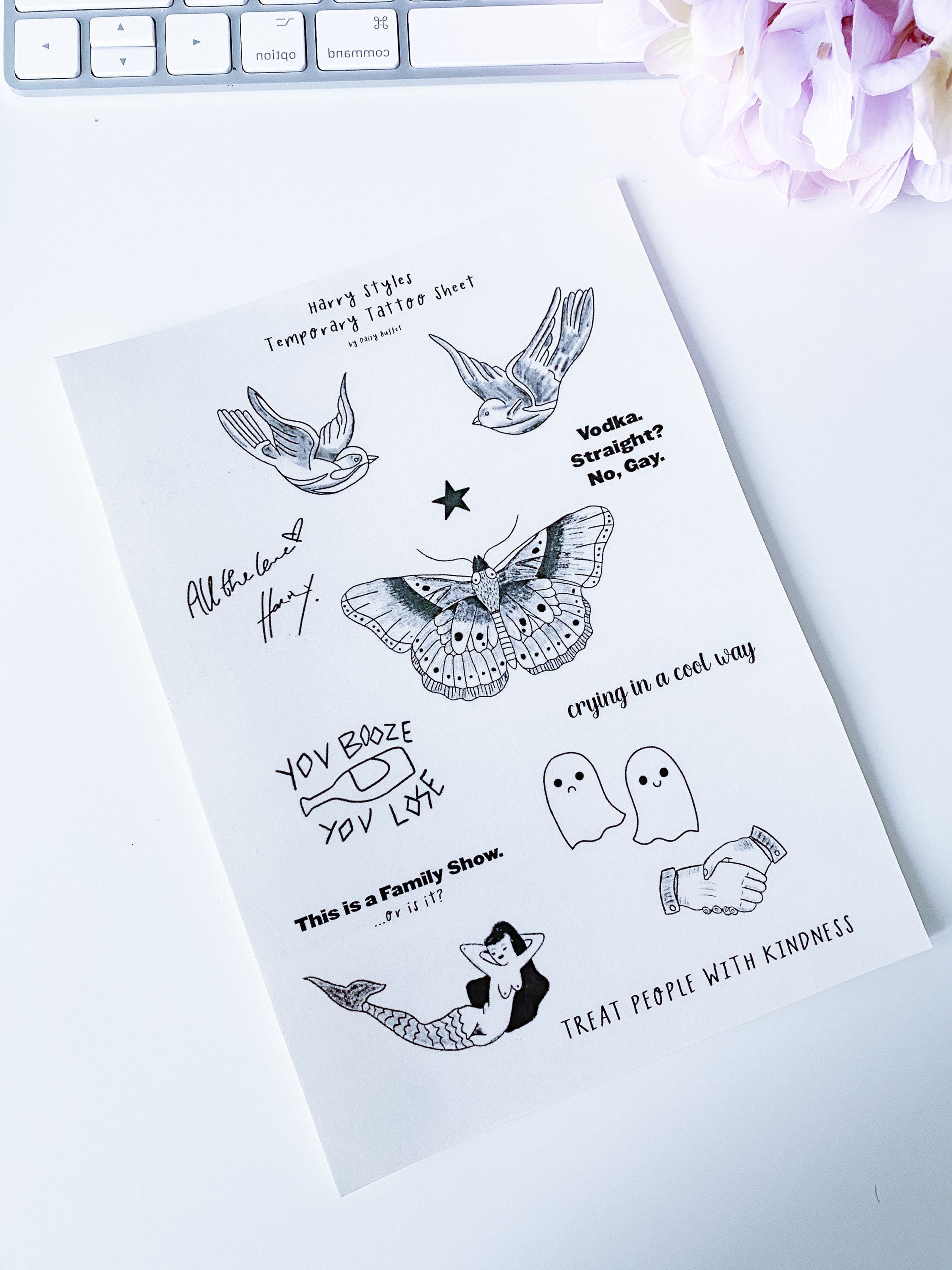 Harry Styles inspired Temporary Tattoos Fake Tattoo Set One - Etsy España Harry Styles inspired Temporary Tattoos Fake Tattoo Set One - Etsy España
