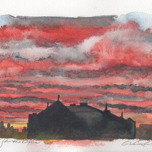 Original watercolor painting: Sunset, St. John the Divine, 2020