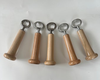 5 Pack - Baseball Bat Bottle opener - Natural Wood