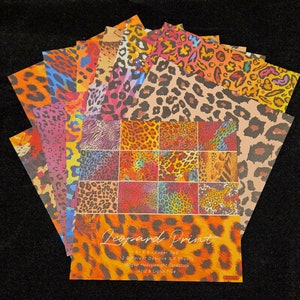 Leopardenmuster 24 Papiere Decoupage/junk journal papers 15x15cm