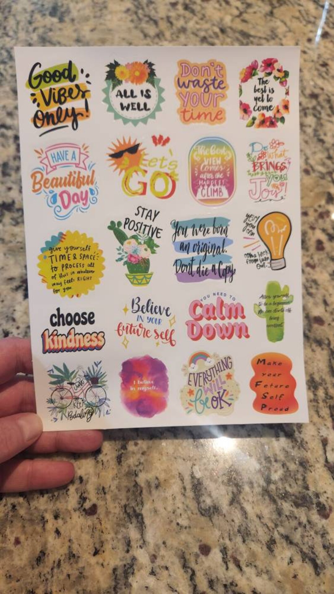 Good Vibes Only Sticker Sheet of Positive Quotes - Etsy
