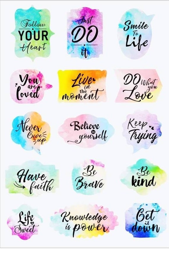 Positive Inspirational Quote Sticker Sheet - Etsy
