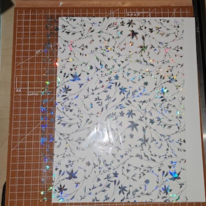 Feuille de transfert en feuille de saule pleureur holographique argenté transparent 20 x 11 po.