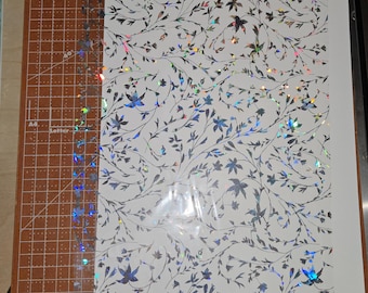 Transparent Silver Holographic Weeping Willow Foil Transfer Sheet 8x11inch
