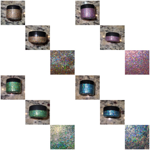 Extreme Holographic Extra Fine Glitter Whips paint, Dk Blu, Dk Green, Blue, Green, red, champagne, pink