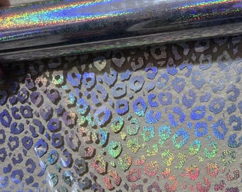 Transparant zilveren holografische foliedruk met jachtluipaardprint 8 x 11 inch
