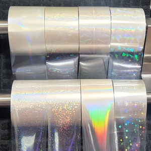Transparent Holographic Faceted Nail Transfer Foils/8 piece set/ No Box