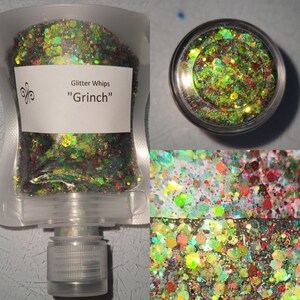 Grinch Holographic Chunky Glitter Whips