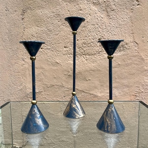 3 Memphis style candle holders