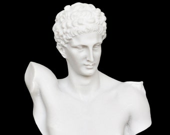 Hermes Mercury Bust - Greek Roman God of Trade, Wealth, Luck, the Messenger of the Gods - Alabaster Statue