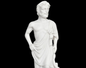 Asclepius - Ancient Greek Hero - God of Medicine and Doctors - Represents the Healing Aspect of the Medical Arts - Alabaster Statue