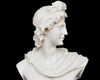 Apollo - Greek Roman God of Music, Poetry, Sun, Light, Prophecy and Healing   - Alabaster Bust