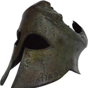 Miltiades Helmet from Battle of Marathon - Olympia Museum Replica - pure Bronze Sculpture