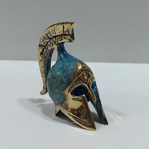 Ancient Greek Spartan Corinthian Helmet - Hoplite soldier infantry - Replica - Pure Bronze Statue