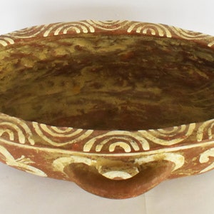 Kymbe with Lilies - 1600 BC - Elongated Open Vessel - Thera Museum - Reproduction - Ceramic Artifact