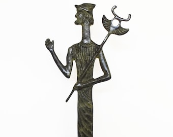 Hermes Mercury - One of the Twelve Olympians and the god who watched over messengers and heralds - pure bronze  statue