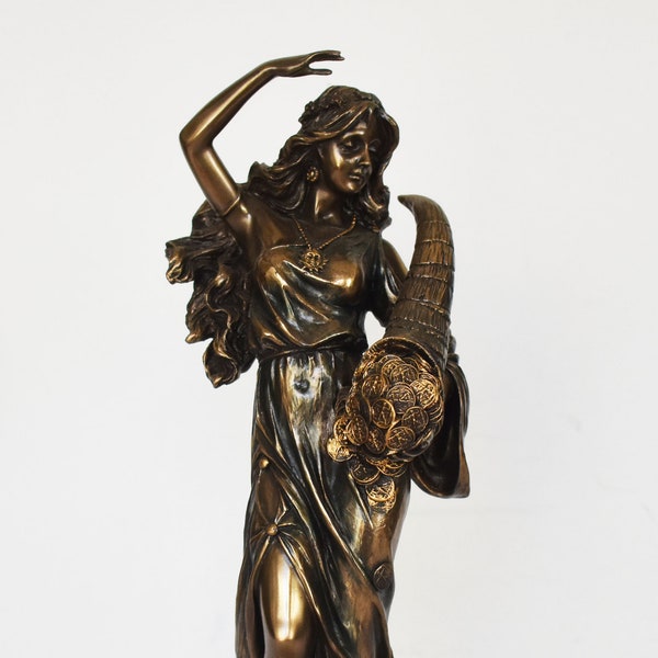 Tyche Fortuna - Greek Roman Goddess of Fortune, Good Luck, Chance, Providence, Succes, Prosperity and Fate - Cold Cast Bronze Resin