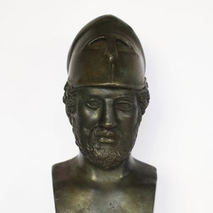 Pericles - Ancient Greek Statesman, Orator and General of Athens - Marble Base - Museum Reproduction - Head Bust- Bronze Colour Effect