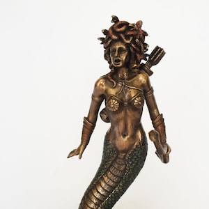 Medusa - Gorgo - One of the three Gorgons - Snake-Haired Lady -  Monster Figure  - Perseus and Goddess Athena Myth - Cold Cast Bronze Resin