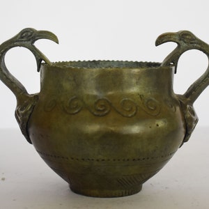 Kantharos drinking cup - snake shaped handles - ancient Greek reproduction - pure bronze  sculpture