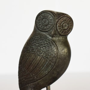 Owl of Wisdom and Intelligence - Small - Symbol of Goddess Athena Minerva - Marble Base - Bronze Color Effect - Casting Stone Statue