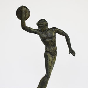 Discobolus - Discus Thrower - marble base - pure Bronze Sculpture