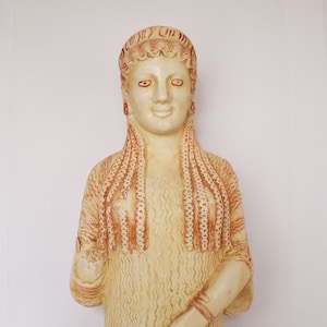 Kore of the Acropolis of Athens - Female Statue - Archaic Attic sculpture - 570-480 BC - Acropolis Museum - Reproduction - Head Bust