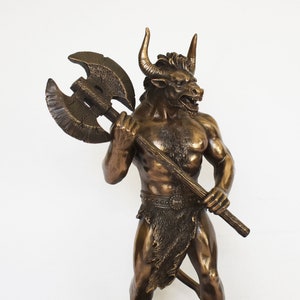 Minotaur - Mythical Creature, part man part bull - Fierce and Very Strong - Labyrinth, King Minos, Crete, Theseus - Cold Cast Bronze Resin