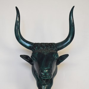 Minoan Bull Head - Knossos - Crete - Symbol of Cosmic Energy, Forces of Life and Death, Pillars of the universe - Bronze Colour Effect
