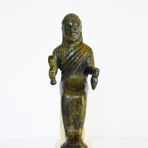 Zeus Lykaios -Enthroned, holds the thunderbolt - from Lycosura, the Oldest City in the World - pure bronze  statue