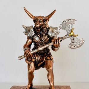 Minotaur - Mythical Creature, Half-Man, Half-Bull - Fierce and Very Strong - Labyrinth, King Minos, Crete, Theseus - Copper Plated Alabaster