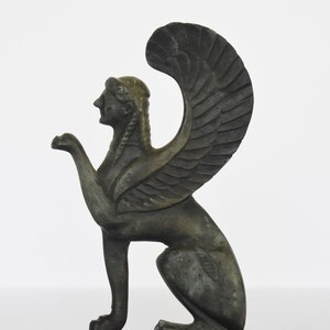 Sphinx sculpture  - marble base - ancient Greek reproduction - pure bronze  statue