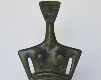 Tête de figurine féminine des Cyclades - de l’île de Keros - statue en bronze pur