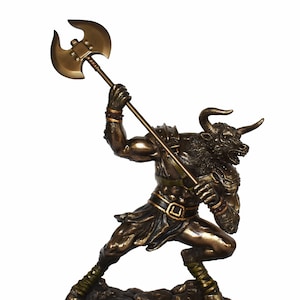Minotaur - Mythical Creature, Half-Man, Half-Bull - Fierce and Very Strong - Labyrinth, King Minos, Crete, Theseus - Cold Cast Bronze Resin