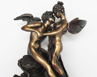 Eros and Psyche - Love and Soul - One of the most Beautiful Greek Myths -  Together Forever - Cold Cast Bronze Resin