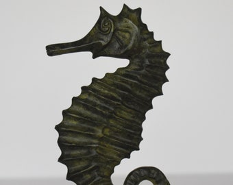 Hippocampus Seahorse - Sea Animal Figurine - pure Bronze Sculpture - Symbol of Poseidon - good luck and protection