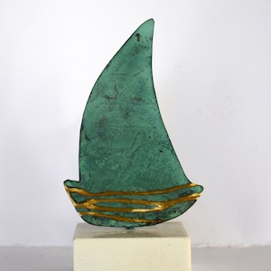 Traditional Greek Sailing Vessel - marble base - pure Bronze Sculpture
