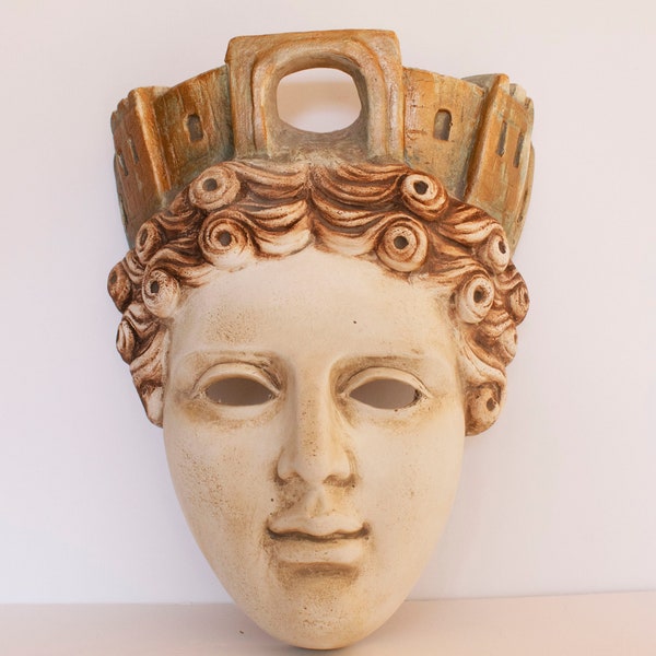 Tyche Fortuna Mask - Greek Roman Goddess of Fortune, Good Luck, Chance, Providence, Succes, Prosperity and Fate - Wall Decoration