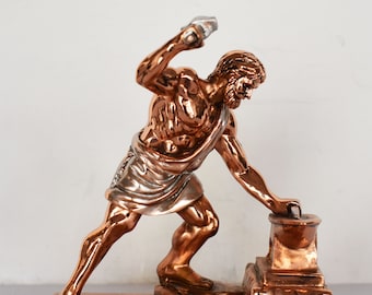 Hephaestus Vulcan - Greek Roman God of Blacksmiths, Metalworking, Craftsmen, Artisans, Fire and Volcanoes  - Copper Plated Alabaster