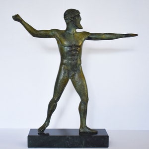 Poseidon Or Zeus  of Artemision - Neptune or Jupiter - Marble Base - Museum Replica - Pure Bronze Sculpture