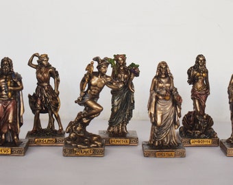 Set of theTwelve Olympians - Principal Gods of the Greek Pantheon - Ancient Greek and Roman Religion - Mythology - Cold Cast Bronze Resin