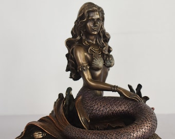 Thessalonike - Mermaid - Sister of Alexander The Great - Fountain of Immortality Legend - Sailor&#39;s Question - Cold Cast Bronze Resin