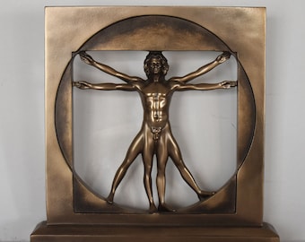 Vitruvian Man - The Ideal Human Body Proportions - Leonardo da Vinci, 1490 - Gallerie dell'Accademia - Reproduction - Cold Cast Bronze Resin
